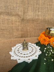 Handcrafted Sunflower Lippan Art Diya / Candle / Small Idol Holder | Wall & Floor Decor | Handmade in India | 5.5 Inch