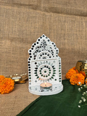 Handcrafted Lippanart Wall Hanging Jharokha Candle / Small Idol Holder Size - 7x4 Inch